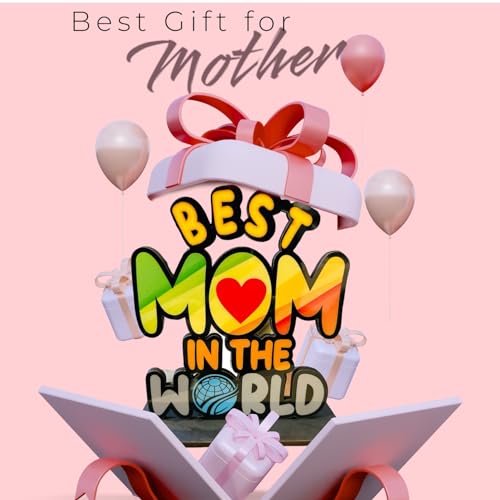 WARMINGO DE Best Mom in The World Wooden Trophy Gift for Mother or Maa Best Gift for Mom (Multicolor 6 x 5.5 Inches)
