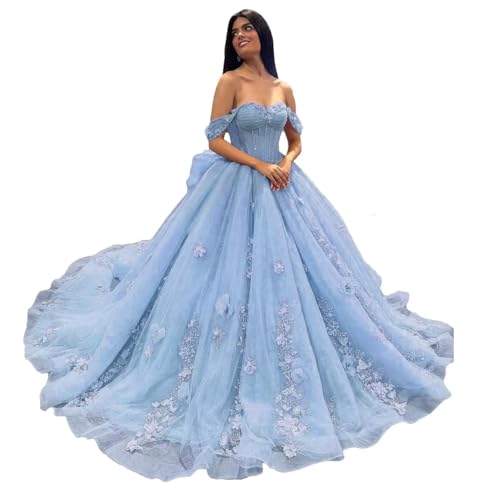 Off The Shoulder Quinceanera Prom Dresses Tulle Lace Appliques Princess Sweet 16 Ball Gowns Vestidos De 15 Anos