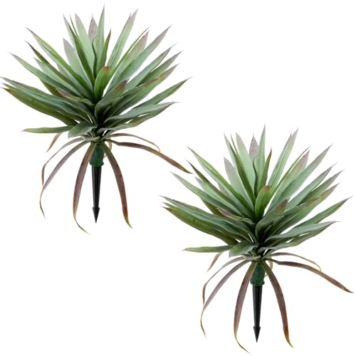 Saki Decor 2 PCS Large Lifelike Artificial Agave Plants UV Resistant Unpotted Succulents for Indoor & Outdoor Decor (20 Inch)