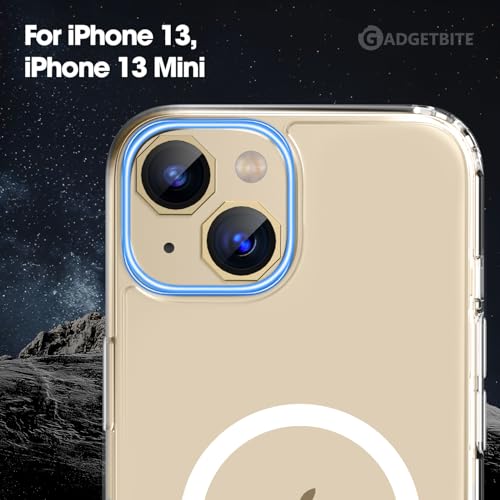 Image of GadgetBite Snaptra Octagon Lens Protector Compatible With iPhone 13 & iPhone 13 Mini - 9H Tempered Glass Camera Cover with Metal Ring, Scratch-Resistant,Camera Lens Protection - Gold