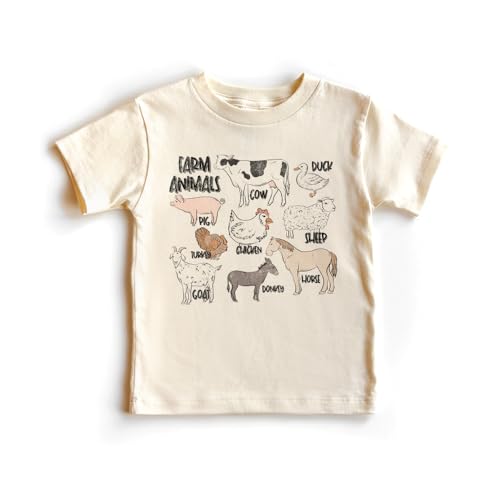 Farm Animals Toddler Shirt - Cute Educational Barnyard Animals Kids Boys & Girls Shirt - Natural Toddler & Youth Graphic Tee - Main Image