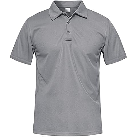 MAGCOMSEN Golfshirt Herren Sommer Polo Shirt Leicht Schnelltrocknend Sport T-Shirt Herren Taktisch T-Shirt Atmungsaktiv Trainingsshirt Jogging Arbeit Kurzarmshirt Hellgrau 3XL Cover