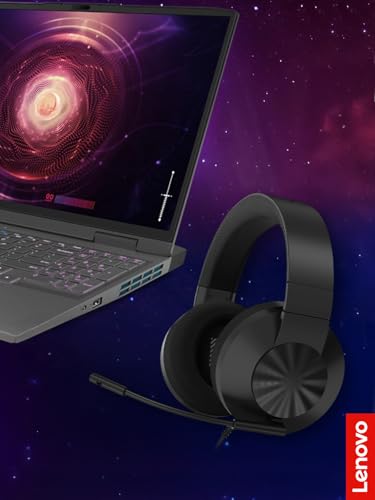 Image of Lenovo H210 Wired Gaming Headset - 3.5mm Connection, Flip-to-Mute Noise-Cancelling Microphone, Breathable Ear Cups - Black
