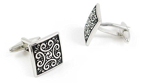 Par de Mancuernillas para Hombre Plata y Negro miniatura 1