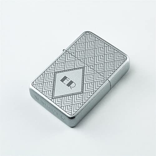 Personalised Engraved Pearl Silver Colour Painted Lighter, with Art Deco Pattern, Add Your Recipients Initials. Comes with a Soft Lined Metal Tin Gift Box for Presentation.