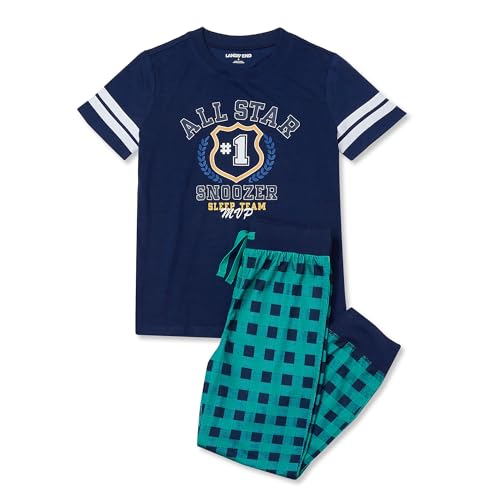 Lands' End Kids Short Sleeve Top and Jogger Bottom Pajama Set