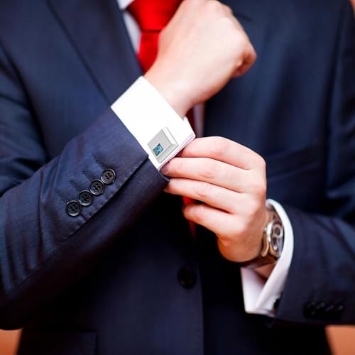 Image of Cufflinks for Men Classic Wedding Business Shirt Cuff Links Set Gifts with Box