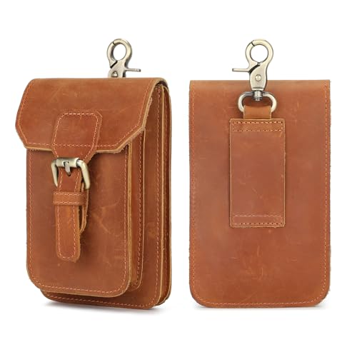 Porta Cellulare da Cintura in Vera Portatelefono da Cinta Piccolo Borsello da da Marsupio Fondina Custodia con per uomo pelle