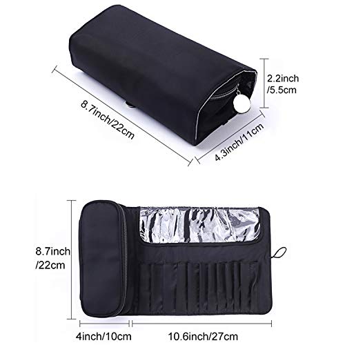 YUESI Rolling Makeup Brush Bag, Cosmetic Brushes Organizer for Women Portable Travel Bag (Black)