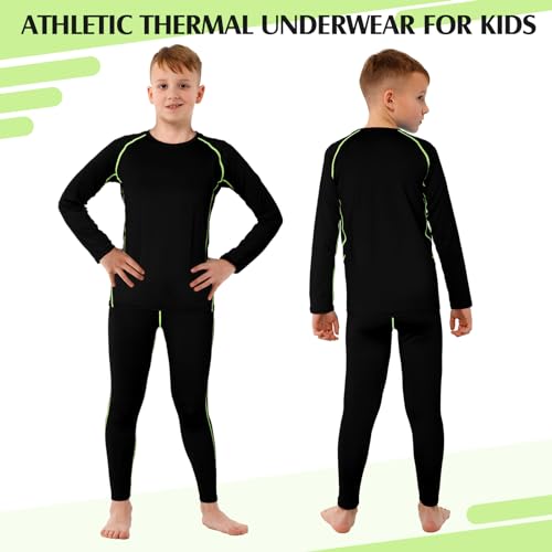 Suhine 3 Sets Youth Boys Girls Thermal Underwear Set Compression Fleece Lined Athletic Base Layer Long Sleeve Undershirt2