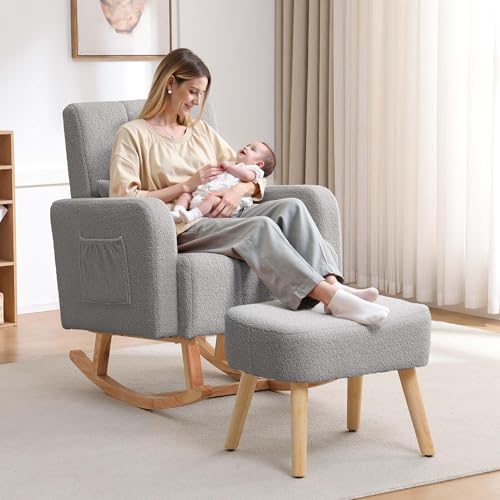 HCHAIRH Rocking Chair with Ottoman, Nursing Glider Rocker...