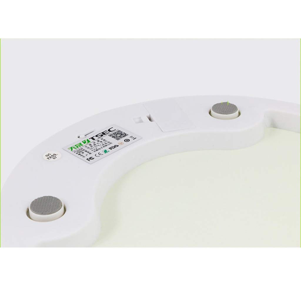 DWW Báscula Digital Redonda con Carga USB, báscula de baño Antideslizante con Cinta métrica, Vidrio Templado, Pantalla LCD, 396 LB, Verde