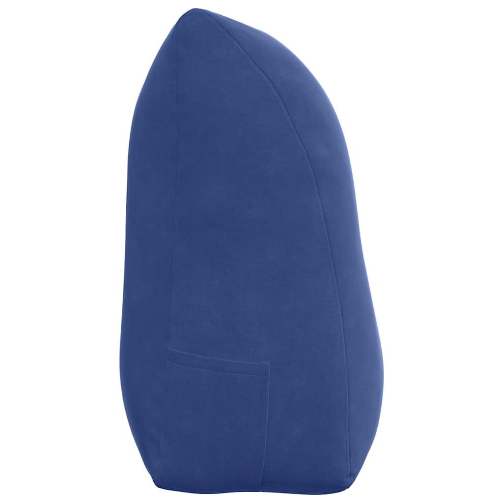 Samt Rückenkissen 100x24x50 cm Bett Lesekissen Polizeiblau | Bequemes Keilkissen mit praktischer Seitentasche und abnehmbarem Bezug für erholsame Momente im Schlafzimmer und Wohnzimmer.