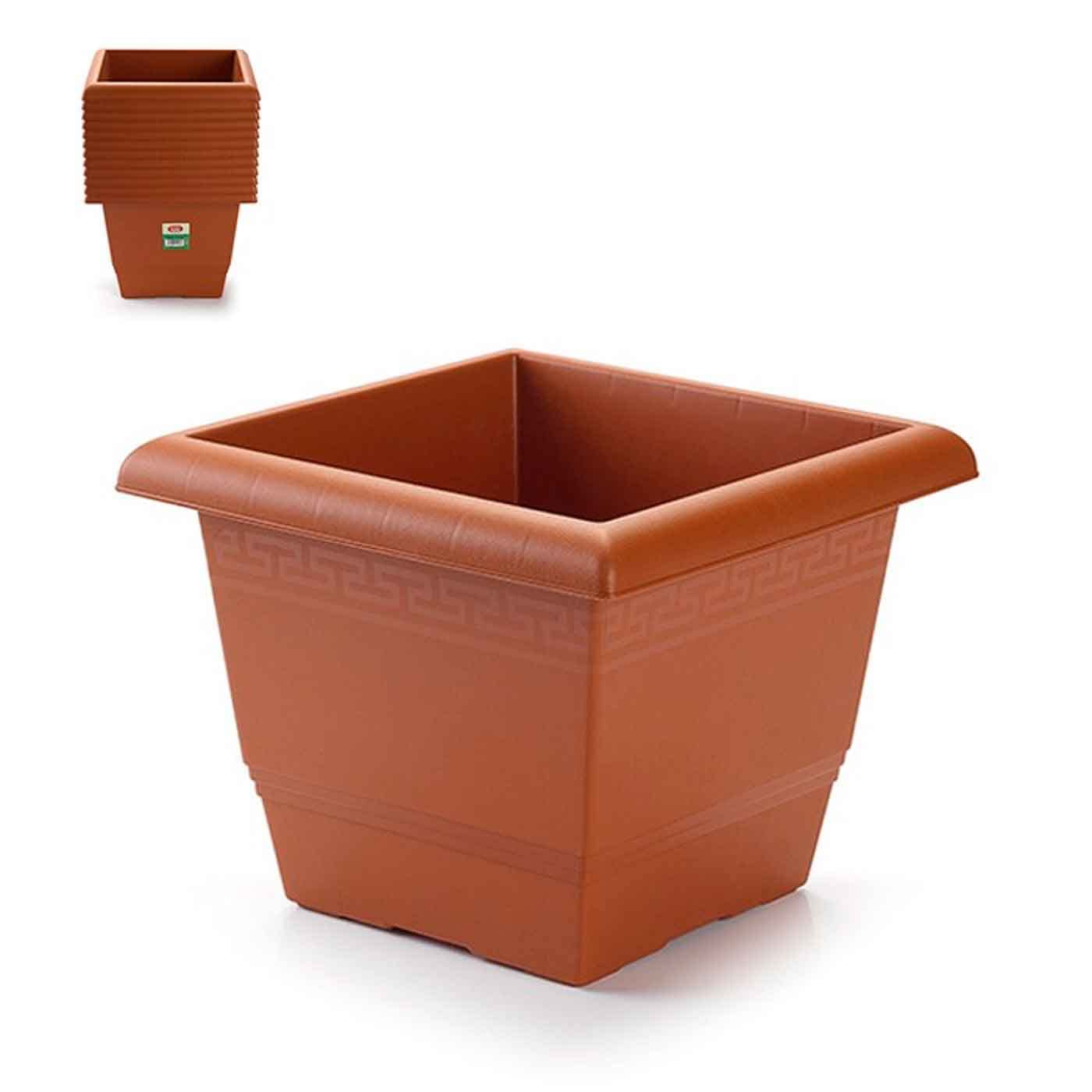 AC - Maceta de Plástico - Ideal para el Hogar, Plantas, Jardín, Decoración. - Cuidado de Plantas - Forma Cuadrada - Tamaño: 24 x 30 x 30 cm (Color Marrón)