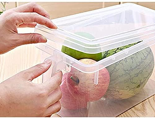 4 Pack Plastic Food Storage Bins with Lids for Fridge Produce Saver Containers for Refrigerator Organization Stackable Freezer Organizer Fresh Keeper Container(Clear)