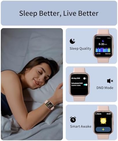 RERE ASW2 Smart Watch (Answer/Make Call), Alexa Built-in, 1.69" Fitness Tracker with 60 Sports Mode, Heart Rate, Blood Oxygen, Sleep Monitor, Fit for Android and iPhone, IP68 Waterproof, Pink 5 410zAojPPeL. AC