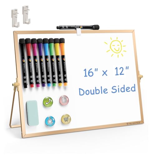 Image of TSJ OFFICE Small White Board - 12 X 16 Inches Gold Framed Dry Erase Board