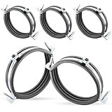 Poppstar 5x Schraubrohrschellen (Spannbereich 74-80 mm, 2 1/2"), mit Stockschrauben M8*90 und Dübeln, W1 Stahl verzinkt