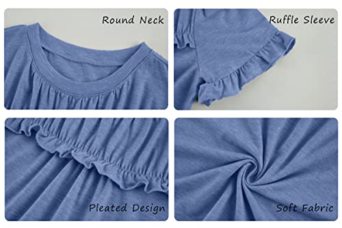 Image of Haloumoning Girls Crew Neck T Shirts Peplum Babydoll Tops Tees 4-15 Years | Girls T-Shirts, Casual Loose Tunic Tops, Cute Ruffle T Shirts, Short Sleeve Shirts, Long Sleeve Blouse