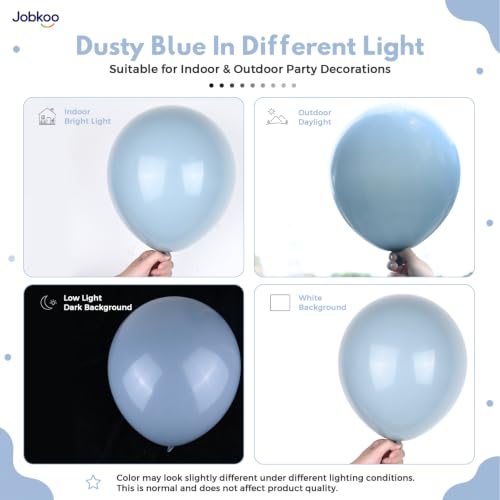 Image of Jobkoo Dusty Blue Balloons, 12 Inch Slate Fog Pale Blue Aqua Latex Balloon