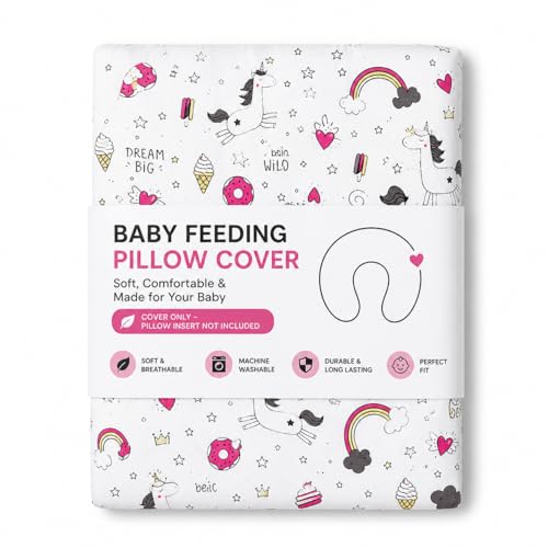 Image of Proliva Feeding Pillow Cover for New Born Baby with Detachable Cover Breast Feedin, Maternity Nursing Pillow Cover Only Mom Baby Girls Boys Newborn