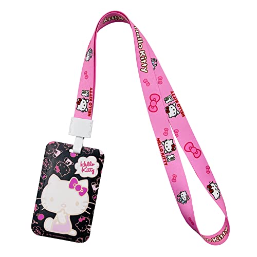 Hello Kitty Lanyard with ID Holder,Cute Lanyards for ID Badges for Women and Man,Badge Holder Lanyard for Keys,Kawaii Lanyard,Anime Lanyard,Pink Lanyard with ID Badges