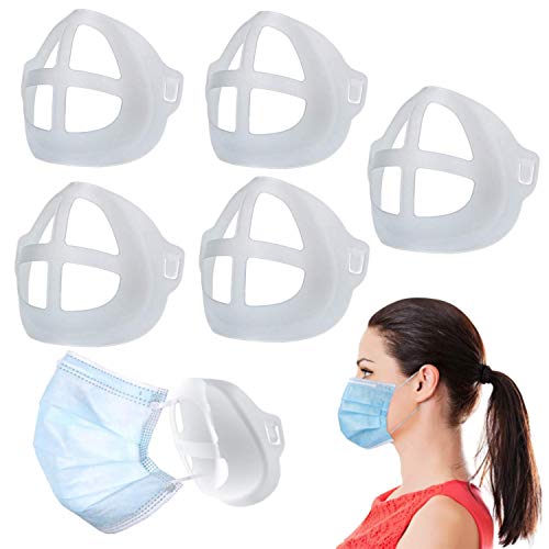 3D Inner Support Frame for Face Mask 5PCS Breathable Reusable Washable Stand Silicone Easy Breathing Comfortable Lipstick Makeup Protection Nose Mouth Cover Bracket Holder Adult Kid No Slip USA Prime