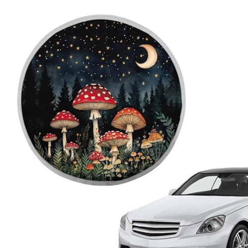 Image of Car Steering Wheel Cover Sun Shade Interior Sunshade Foldable Cute Mushroom Steering Wheel Shield Car Interior Accessories for Sun Heat Universal for Cars Truck SUV Van