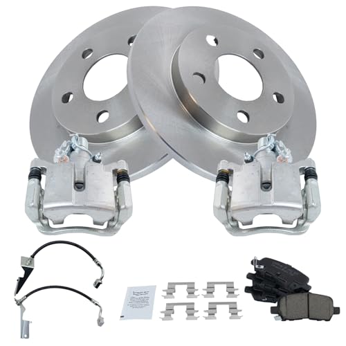 Image of TRQ Rear Brake Pad and Rotor Set Ceramic Rotors Calipers Compatible with 2005-2009 Buick LaCrosse 2005-2008 Pontiac Grand Prix