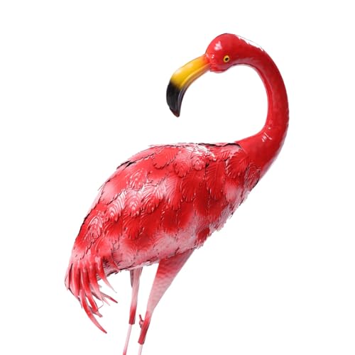 Image of Flamingo Ornament,Flamingo Garden Statues and Sculptures,Metal Birds Yard Art Outdoor Statue, Red Pink Flamingo Lawn Ornaments for Home, Patio, Backyard Decor (2)