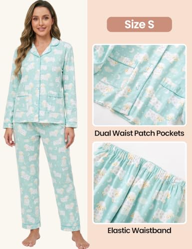 Image of CHUNG Women Flannel Pajamas Set Brushed Cotton Button Tops Pants S-XL Sleepwear Loungewear Cozy Warm Winter