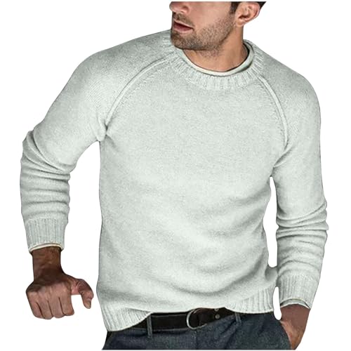 Mens Raglan Sleeve Sweater Crewneck Pullover Sweater Long Sleeve Knit Sweater Casual Plus Size Sweater Fall Winter Tops