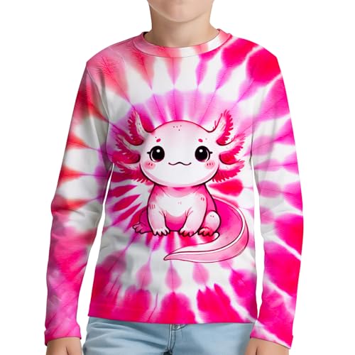 Kids Tie Dye Long Sleeve Shirts Quick Dry Sun Protection UPF 50+ UV Rash Guard Shirt for 6-18 Years Old Boys Girls