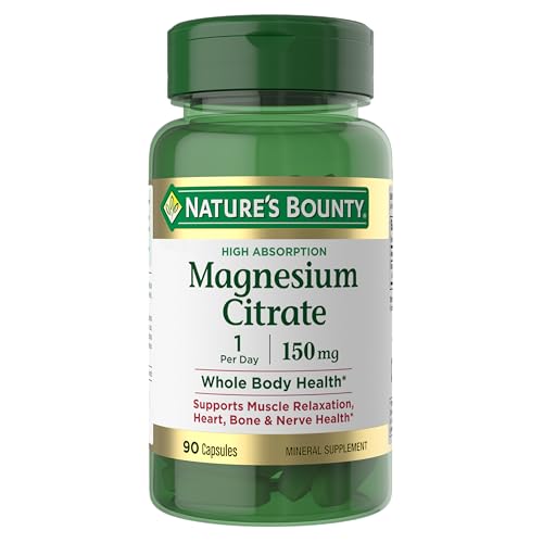 Image of Nature's Bounty Magnesium Citrate, High Absorption Magnesium Supplement for Whole Body Health with 150 mg Magnesium, Vegetarian, Gluten Free, 90 Capsules
