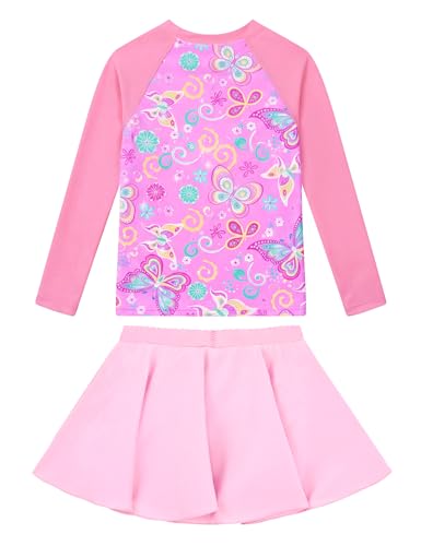 Image of Snowheart Girls Rash Guard Swimsuit Set Long Sleeve Bathing Suit Two Piece 3-12 Years