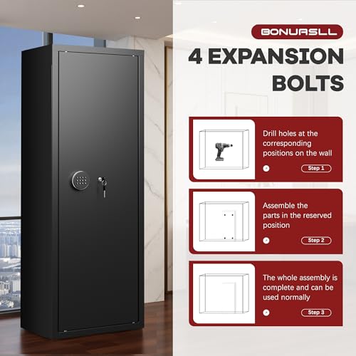 Image of Bonusall Gun Cabinets for Rifle and Pistol,Rifle Cabinet Safe for Shotgun (White, 10 Keypad) (Black, 10-15 Gun Safe)