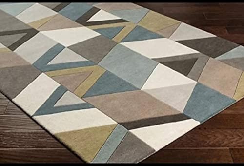 Image of Handmade Tuffted Pure Woollen Thick Geometrical Carpet for Living Room and Bedroom with 1.4 Inch Pile Height Size 2 x 6 feet Mult New FTE03