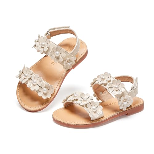 Image of Felix & Flora Toddler Girl Sandals - Flower Girl Dress Shoes Open Toe Little Kid Flats