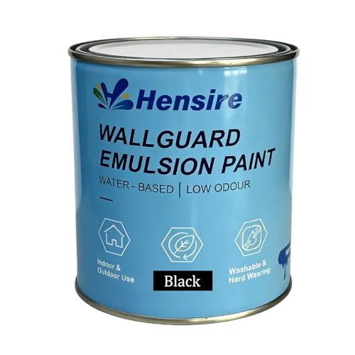 Hensire Exterior Wall Paint - Waterproof Water-Based Paint for Concrete & Brick, Low Odor Durable Matt Finish for Stone & Pebbledash Surfaces (Black, 17Fl oz/500ml)