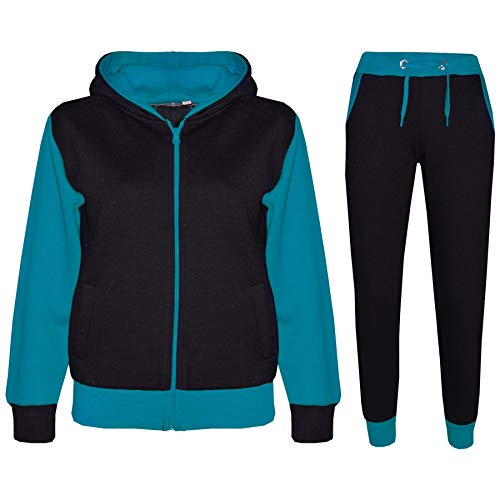 Kids Boys Girls Tracksuit Fleece Hooded Top - T.S Plain 101 Turquoise 5-6
