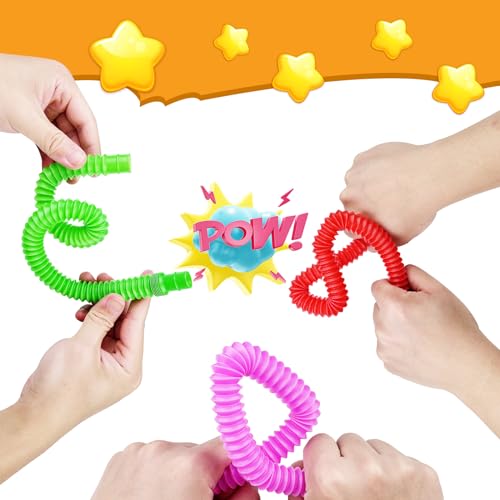 Newpop 24 Stück pop Tubes, Bunte rohre Kinder Stretch, pop röhren sensorik Spielzeug, pop Tube, sensorische Spielzeug für Kinder und Erwachsene