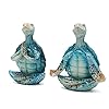 Hodao 2pcs sea turtle yoga figurines decoration summer meditating sea turtle decor spring garden turtle crafts turtle yoga figurines for home office decoration birthday gifts for mom grandmawomen  urban country home decor