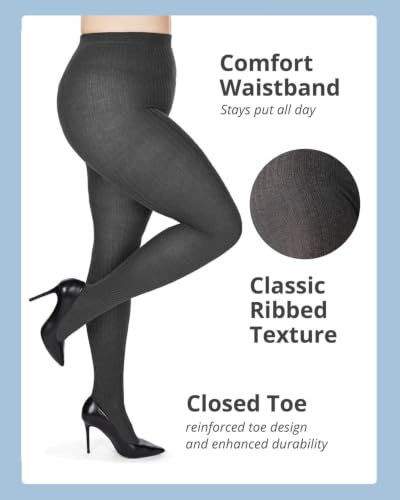 Image of MeMoi Boston Ribbed Cotton Sweater Tights, Warm Opaque Winter Tights