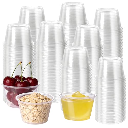 HOMIP 200PCS 4oz Disposable Plastic Portion Cups (No Lids) Small Mini Sauce Cups for Portion Control Salad Dressing Cups Airtight and Stackable Condiment Cups for Party Holiday and Daily Use