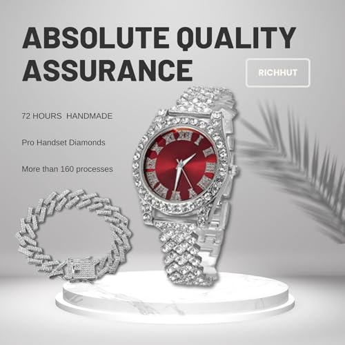 Reloj iced out con diamantes para adolescentes chapado en oro de 18K 6