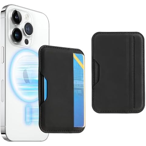 Magnetic Wallet Card Holde for iphone with Magsafe,Side Opening Magnet Wallet for iphone,Mag Safe Leather Wallet for Apple iphone 15/14/13/12 pro max Accessory,Fit 4 Cards,RFID Blocking-Midnight Black Cover