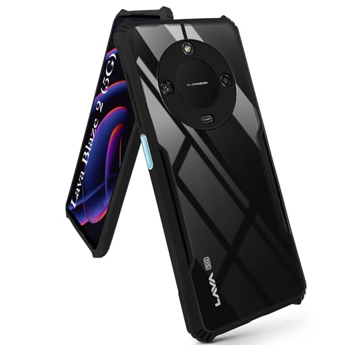 Image of Jkobi Back Cover Case for Lava Blaze 2 5G (Shockproof with Polycarbonate Clear Panel | Professional Black)