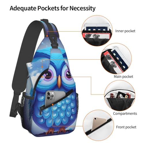 Bolso cruzado masculino mochila sling azul búho miniatura 4