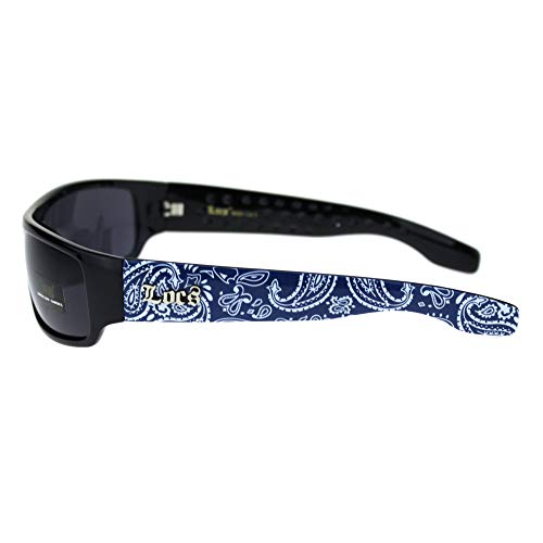 Locs Mad Dog Hardcore Gangster Cholo Narrow Rectangular Sunglasses Blue Bandana2