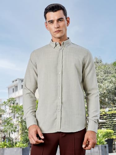 Image of Thomas Scott Men's | Solid | Long Sleeve | Polyster Blend | Casual | Button Down Collar | Shirts for Men